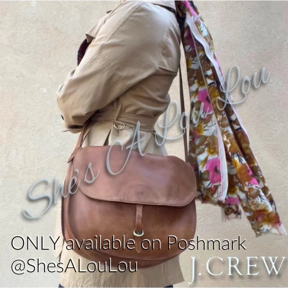 J.Crew • RARE VTG • Genuine Leather Postal Satchel Crossbody Bag & Wool Scarf